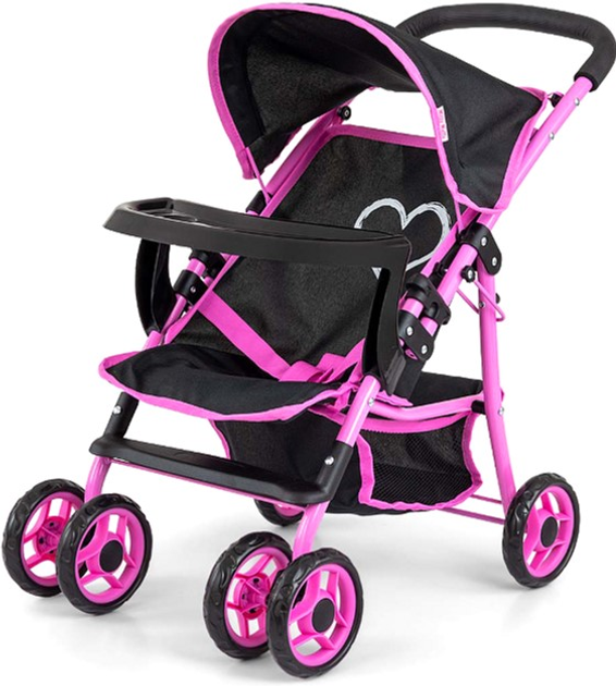 Wózek dla lalki Milly Mally Kate Prestige 52 cm Black/Pink (5901761128765) - obraz 1