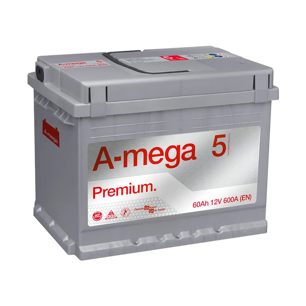 Аккумулятор авто Мегатекс A-mega Premium (M5) 6СТ-60-А3 (лев) ТХП 600 - изображение 1