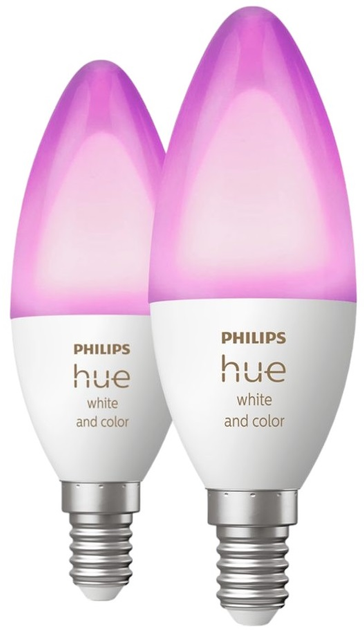 Inteligentna żarówka Philips Hue E14 świeczka RGBW 5.3 W 2 szt. (8719514356719) - obraz 1