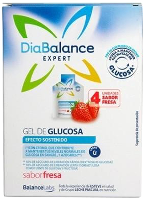 Средство для контроля уровня сахара в крови Diabalance Expert Glucose Gel Sustained Effect Strawberry 4 шт (8470001671868) - изображение 1