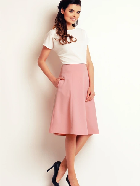 Spódnica rozkloszowana damska midi Awama A137 L Jasnoróżowa (5902360514973) - obraz 6