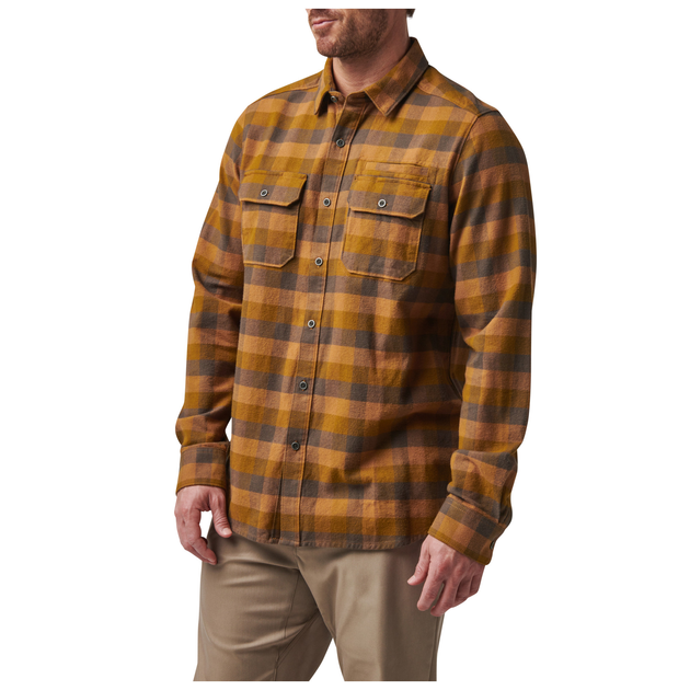 Рубашка тактическая 5.11 Tactical Lester Long Sleeve Shirt L Brown Duck Plaid - изображение 2