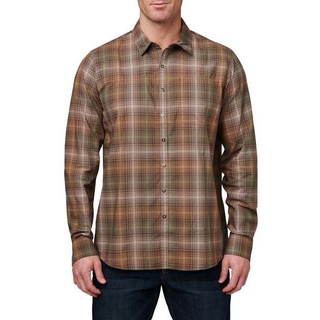 Рубашка тактическая 5.11 Tactical Igor Plaid Long Sleeve Shirt 2XL Umber Brown Plaid - изображение 1