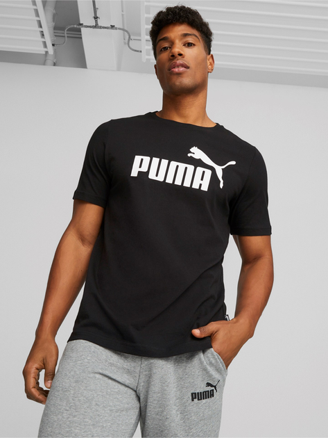 Футболка чоловіча PumaEss Logo Tee 586666-01 XL Чорна (4063697405813) - зображення 1