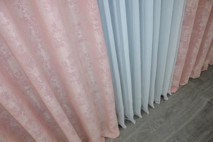 Комплект готовых штор VR-Textil Жаккард Sultan YL № 1370ш Бледно-розовый 150х270 см 2 шт (33-0231) - изображение 7
