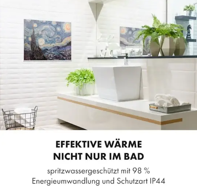 Інфрачервоний обігрівач Klarstein Wonderwall Air Art Smart, 80х60см, 500Вт, Настінний, Зоряна ніч - зображення 7