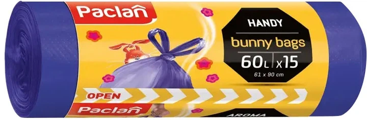 Упаковка мішків для сміття Paclan Bunny Bags 60 л 2 пачки по 15 шт (5900942134502) - Фото 2 Упаковка мішків для сміття Paclan Bunny Bags 60 л 2 пачки по 15 шт (5900942134502) - зображення 2