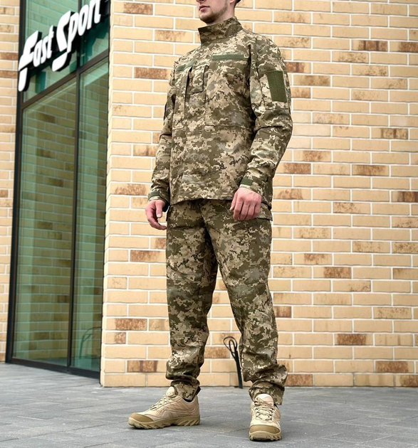 Военная тактическая форма Пиксель полевая уставная форма рип стоп ВСУ комплект одежда брюки и китель 48 - изображение 1