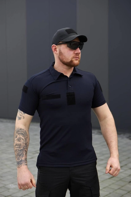 Мужская футболка Поло для ДСНС темно-синяя ткань Cool-pass размер 48 - изображение 2