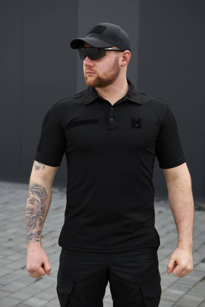Мужская футболка Поло для Полиции и ГСЧС черный цвет Cool-pass Размер 58 - изображение 1
