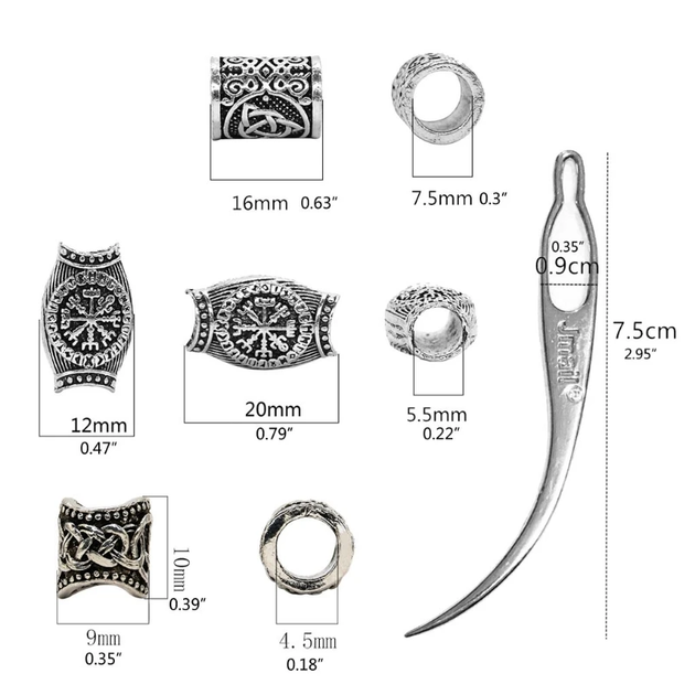 Набор бусин (руны) для бороды и волос Викинга 61 пр./компл. [8D0423A/61pcs] Viking - изображение 2