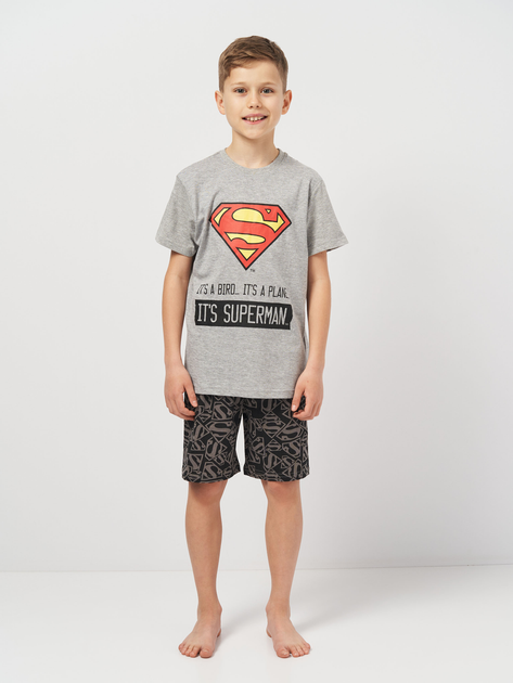 Акция на Дитяча літня піжама для хлопчика Disney Super Man SUP-52-04-271 128-134 см Сірий/Чорний от Rozetka