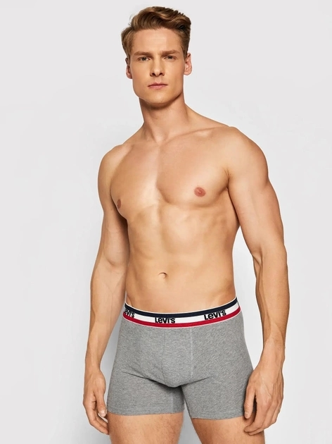 Набір трусів шорти чоловічий 3 шт Levi's Logo Boxer Brief 3P 1000028700040 S Чорний/Сірий (8720245095587) - зображення 2