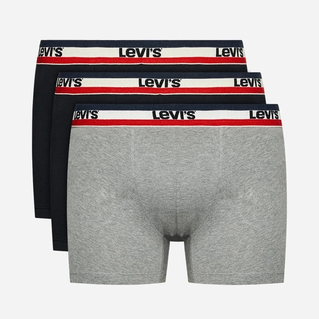 Zestaw majtek szorty męski 3 szt Levi's Logo Boxer Brief 3P 1000028700040 S Czarny/Szary (8720245095587) - obraz 1