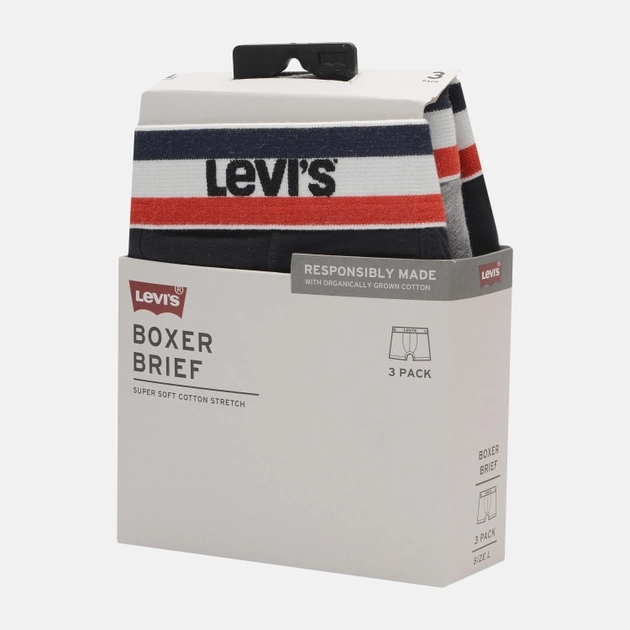 Набір трусів-боксерів чоловічих 3 шт Levi's Logo Boxer Brief 3P 1000028700040 S Чорний/Сірий (8720245095587) - зображення 6