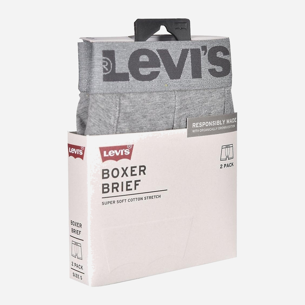Zestaw majtek męskich typu bokserki 2 szt Levi's Melange Wb Boxer Brief Organic Co 2P 7012039230040 S Szary (8720245288859) - obraz 4
