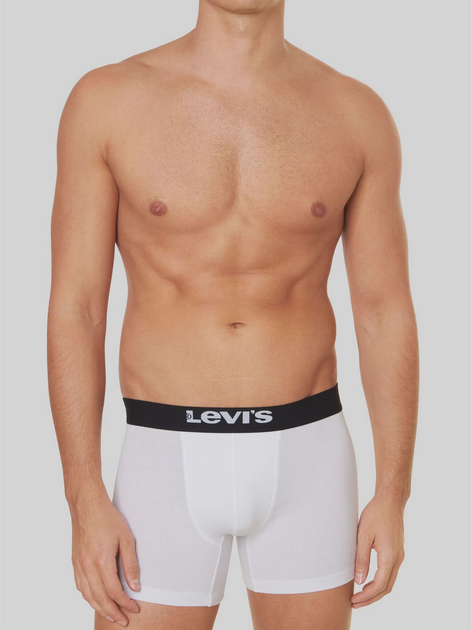 Набір трусів шорти чоловічий 2 шт Levi's Solid Basic Boxer Brief Organic Co 2P 7012228420110 L Білий/Чорний (8720245437844) - зображення 2