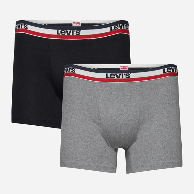 Zestaw majtek szorty męski 2 szt Levi's Logo Boxer Brief Organic Co 2P 7012239080030 S Czarny/Szary (8720245438179) - obraz 1