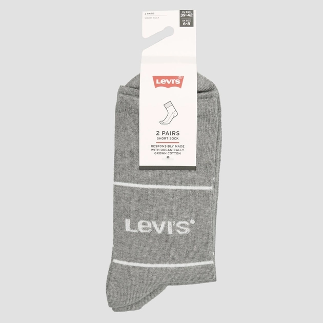 Zestaw damskich skarpet wysokich bawełnianych 2 pary Levi's Short Cut Logo Sport 2P 7012105670090 35-38 Szary (8720245185646) - obraz 1