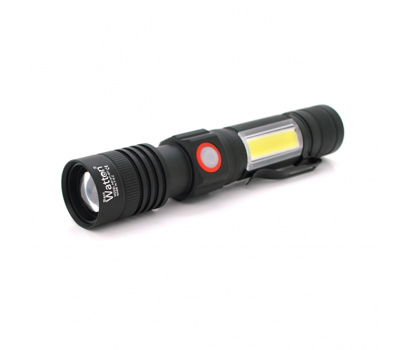 Ліхтар ручний Watton WT-601, P50 + 16 SMD COB, 2+2 режими, ZOOM, 18650 - 2400mah, Black, IP40, USB Type-C, МАГНІТ, 138х28х26мм, - Фото 1 Ліхтар ручний Watton WT-601, P50 + 16 SMD COB, 2+2 режими, ZOOM, 18650 - 2400mah, Black, IP40, USB Type-C, МАГНІТ, 138х28х26мм, - изображение 1