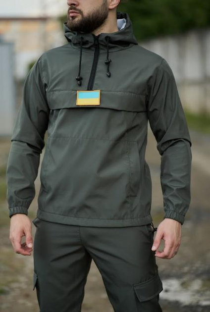 Мужская куртка анорак демисезонная с шевроном флаг Украины Terra Intruder 0164 L Хаки (IN - 0164/01 C ) - изображение 2