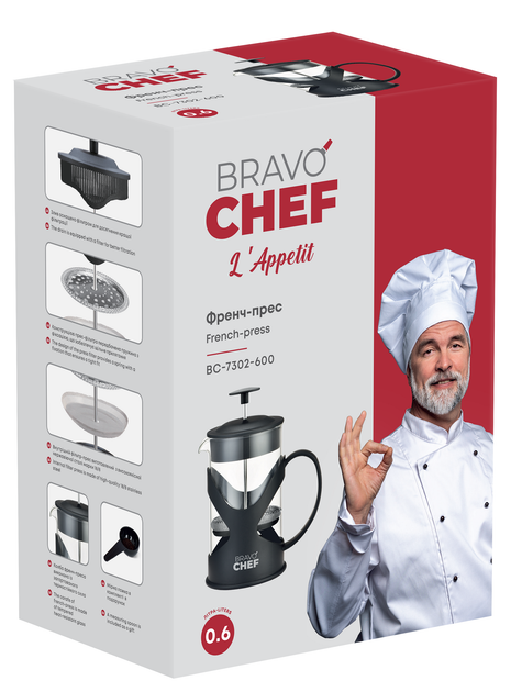 Френч-прес Bravo Chef L'Appetit, 0.6 л (6908248) - изображение 2