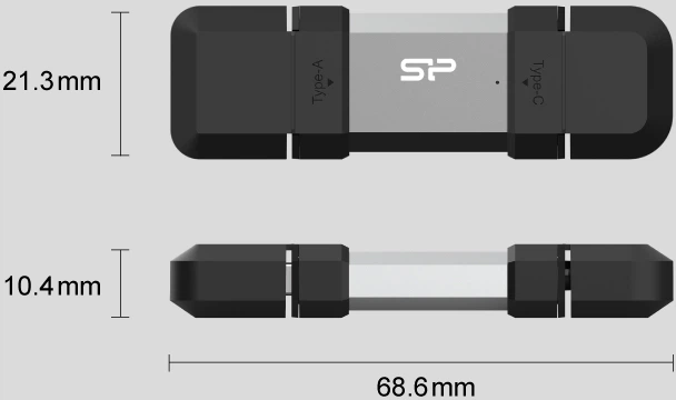 Флеш пам'ять USB Silicon Power Mobile C51 256GB USB 3.2 + Type-C Black/Silver (SP256GBUC3C51V1S) - зображення 6