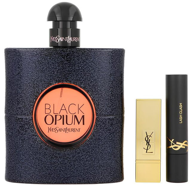 Zestaw damski Yves Saint Laurent Black Opium Woda perfumowana 90 ml + Kosmetyczka + Pomadka 1.3 g + Tusz do rzęs 2 ml (3614273956796) - obraz 2