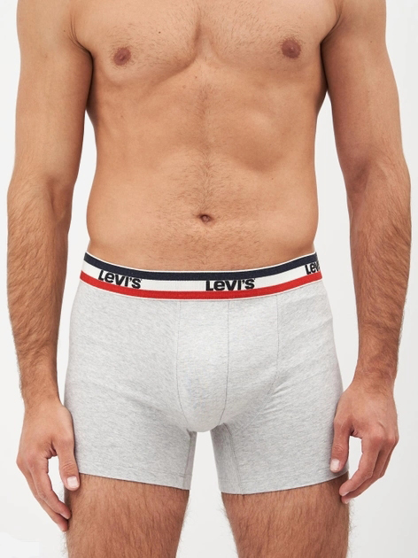 Zestaw majtek męskich typu bokserki 3 szt Levi's Logo Boxer Brief 3P 1000028700010 2XL Szary/Granatowy (8720245095525) - obraz 4