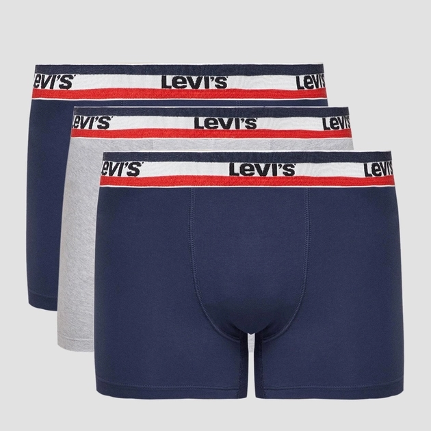 Zestaw majtek szorty męski 3 szt Levi's Logo Boxer Brief 3P 1000028700010 2XL Szary/Granatowy (8720245095525) - obraz 1