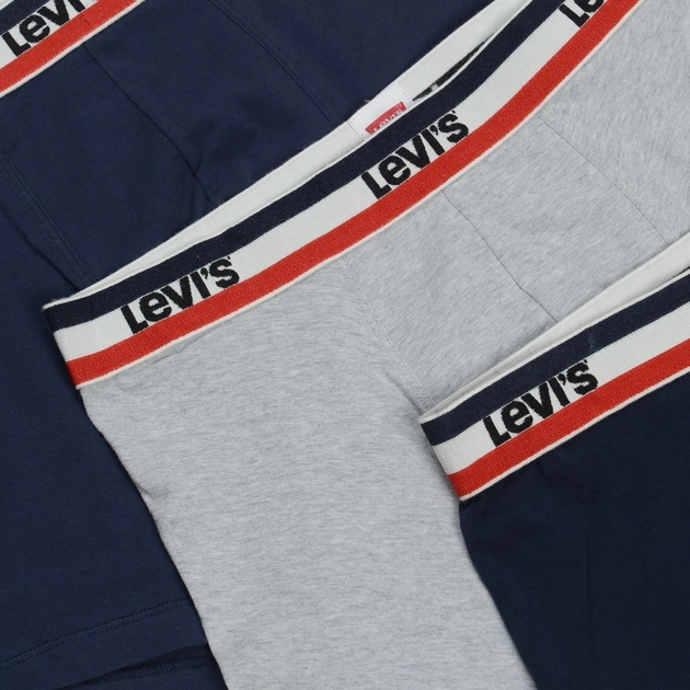 Zestaw majtek męskich typu bokserki 3 szt Levi's Logo Boxer Brief 3P 1000028700010 2XL Szary/Granatowy (8720245095525) - obraz 5