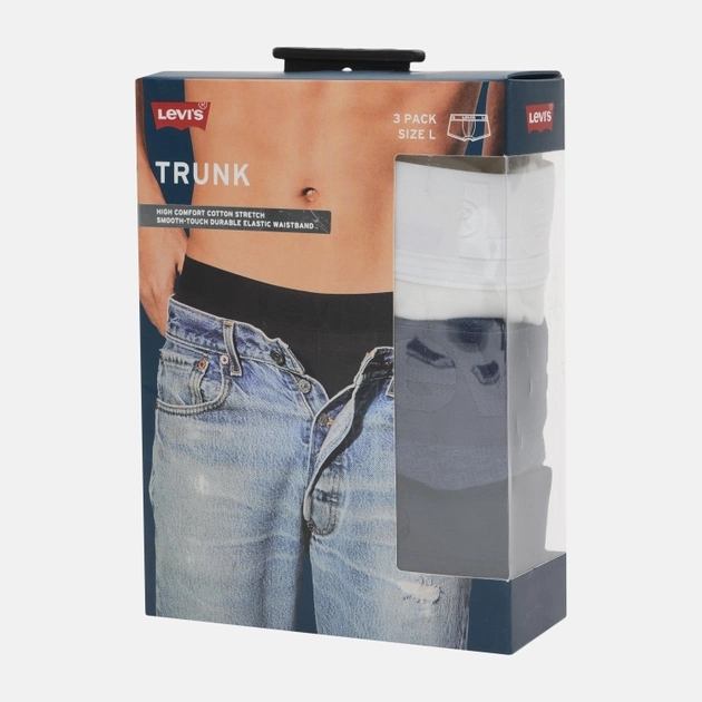 Набір трусів-боксерів чоловічих 3 шт Levi's Premium Trunk 3P 9050420010090 XL Синій/Білий (8718824989570) - зображення 6