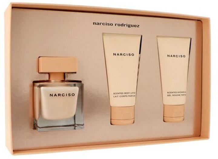 Подарунковий набір для жінок Narciso Rodriguez Narciso Poudree Парфумована вода 50 мл + Лосьйон для тіла 50 мл + Гель для душу 50 мл (3423222092504) - зображення 3