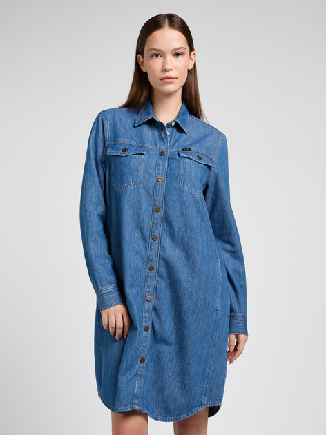 Sukienka koszulowa damska jeansowa Lee 112351139 S Niebieska (5401019927183) - obraz 1