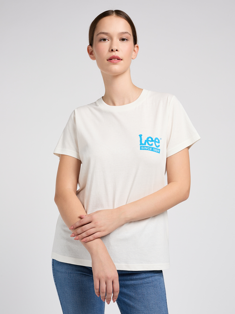 Koszulka damska bawełniana Lee 112351130 L Biała (5401019926889) - obraz 1