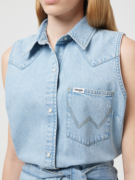 Sukienka koszulowa damska jeansowa Wrangler 112351310 L Niebieska (5401019939087) - obraz 4