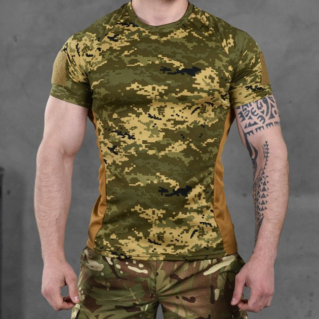 Потоотводящая мужская футболка "Mergy" Coolpass с липучками для шевронов пиксель размер XL - изображение 1