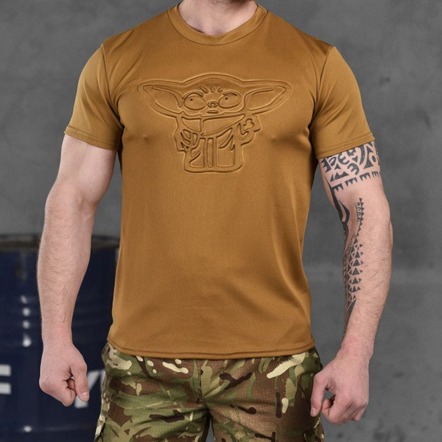 Потовідвідна чоловіча футболка Punishment з принтом "Йода" койот розмір L - зображення 1