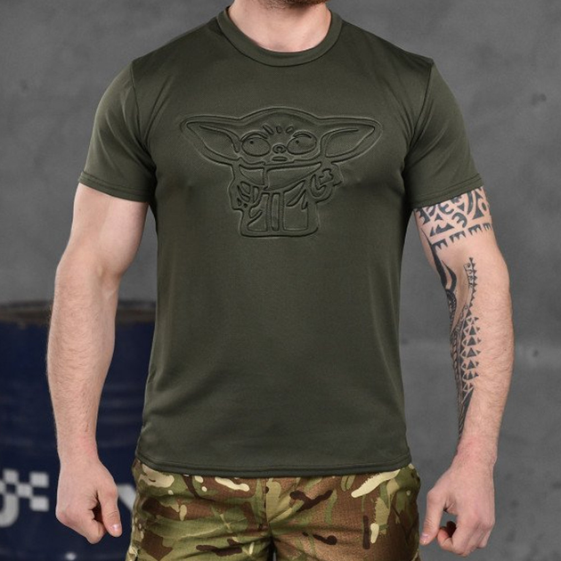 Потовідвідна чоловіча футболка Punishment з принтом "Йода" олива розмір XL - зображення 1