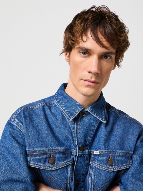 Kurtka jeansowa męska Wrangler 112351265 L Niebieska (5401019936536) - obraz 4