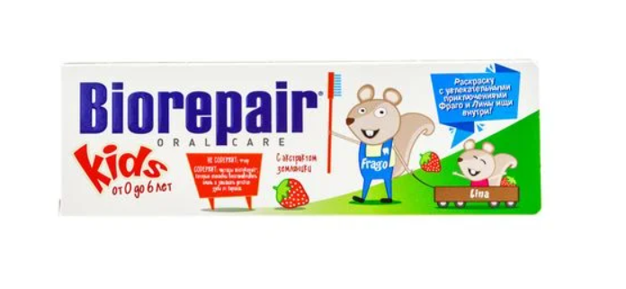 Детская зубная паста Biorepair Oral Care Kids Веселый мышонок, со вкусом клубники, 0-6 лет, - изображение 4