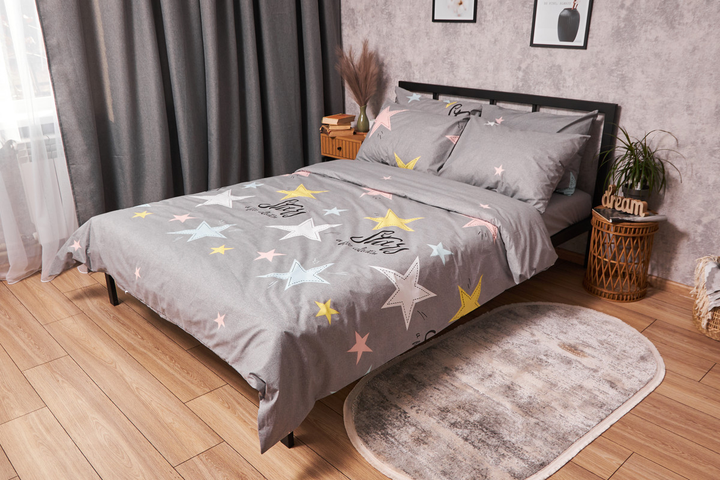 Акція на Комплект постільної білизни Moon&Star Бязь Gold Люкс Gray Stars King Size 220x240 см наволочки 4х50х70 см (MS-820003013) від Rozetka