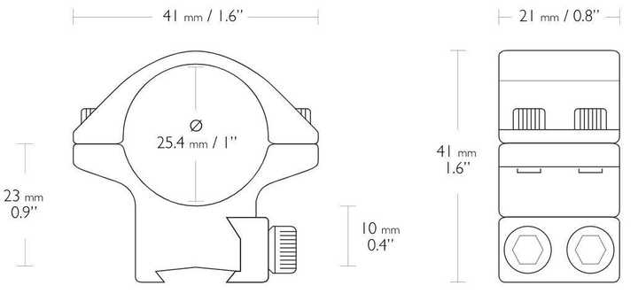 Кольца Hawke Match Ring 25.4 низкие на 11 мм - изображение 2