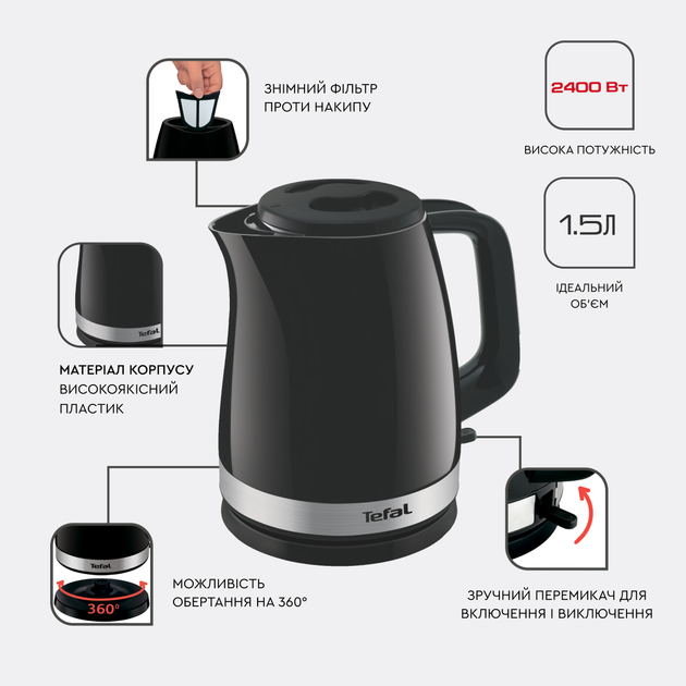 Електрочайник TEFAL Delfini KO150F30 - зображення 12
