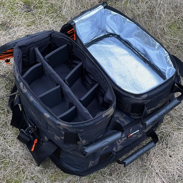 Рибальська коропова сумка GARMATA Profish 3в1. Універсальна сумка для риболовлі з термо відділом. Multicam Black. - зображення 8