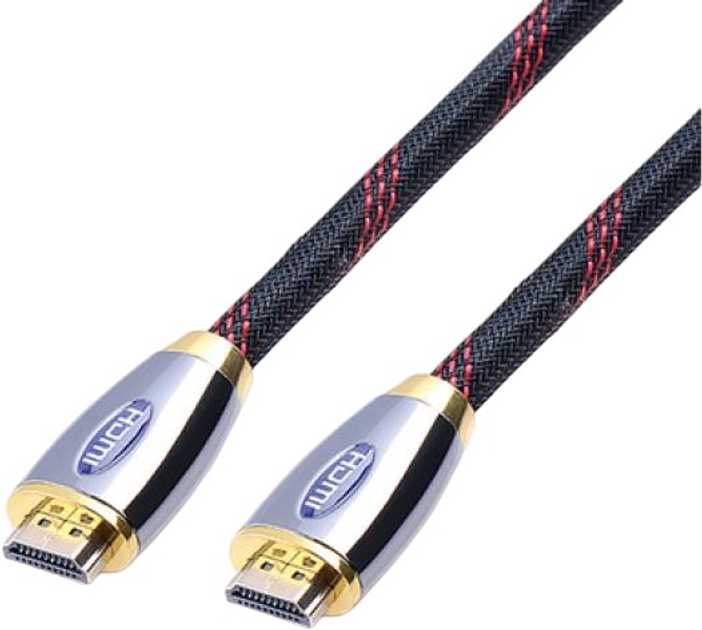 Kabel Reekin HDMI - HDMI Full HD Metal 1 m Grey/Gold (HDMI-006-1M) - obraz 1