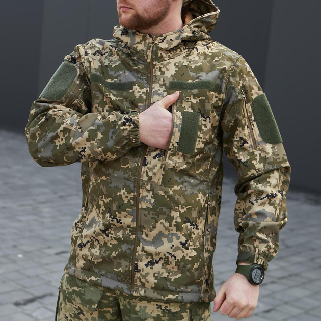 Щільна чоловіча Куртка з капюшоном Combat SoftShell на флісі піксель розмір 52 - зображення 1