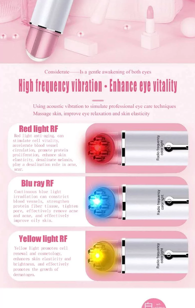 Массажер для Кожи Зоны Вокруг Глаз Beauty Star - Омолаживающий Аппарат Ручка для Лица Вибромассаж и Нагрев (602307101) - изображение 4