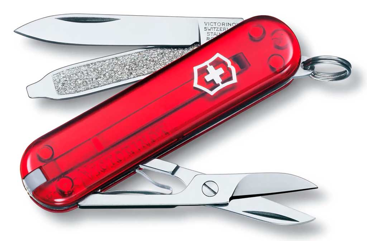 Ніж Victorinox Classic SD Transparent with Blister Pack Red (1049-Vx06223.TB1) - зображення 1