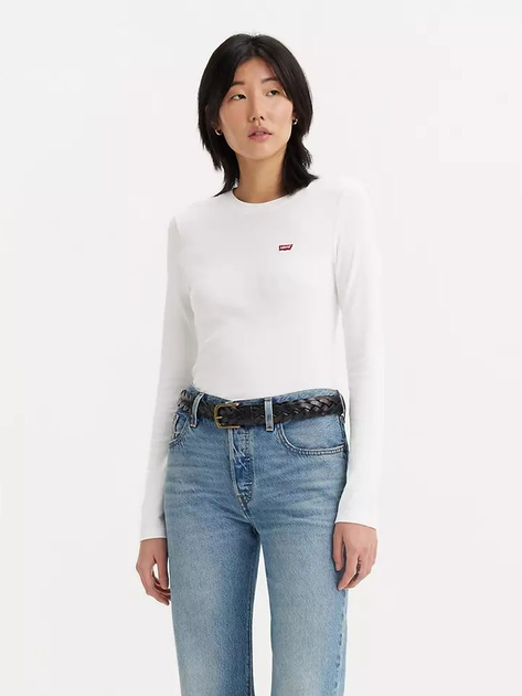 Лонгслів довгий жіночий Levi's Ls Baby Tee 69555-0000 S White + (5400599797896) - зображення 1